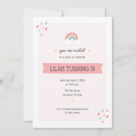 レインボーバースデーパーティーの招待 招待状