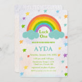 レインボーバースデーパーティーの招待 招待状 (正面/裏面)