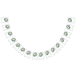 レインボーバースデーパーティーを開催した手描き恐竜 バンティングフラッグ