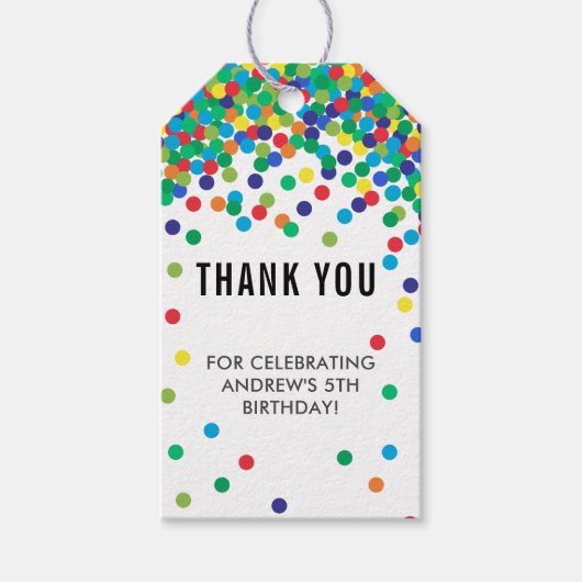 レインボーバースデーパーティーサンキューメッセージカード ギフトタグ (正面)
