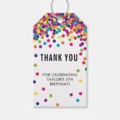 レインボーバースデーパーティーサンキューメッセージカード ギフトタグ (正面)