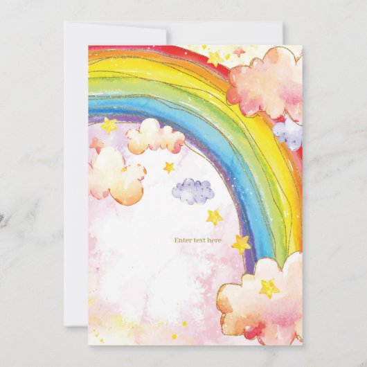 レインボーバースデーパーティー招待女の子誕生日 招待状 (裏面)