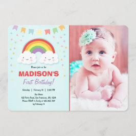 レインボーバースデーパーティー招待少女紙吹雪 招待状