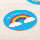 レインボーバースデーパーティー ラウンドペーパーコースター (アングル)