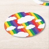 レインボーバースデーパーティー ラウンドペーパーコースター (アングル)