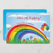 レインボーバースデーパーティ招待状 招待状 (正面/裏面)
