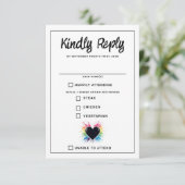 レインボーバースト食品の選択肢RSVPカード 出欠カード (スタンド正面)