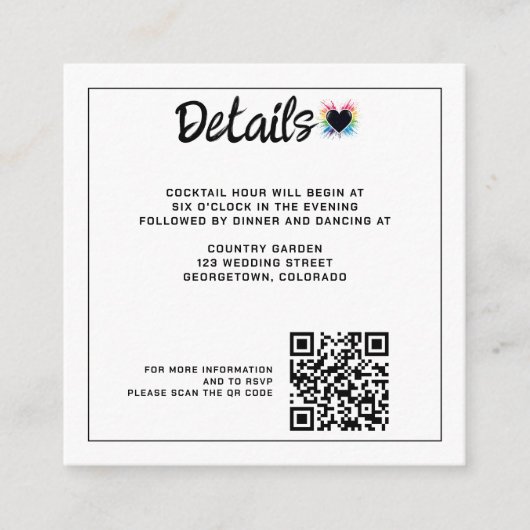 レインボーバーストQRコード エンクロージャーカード (正面)