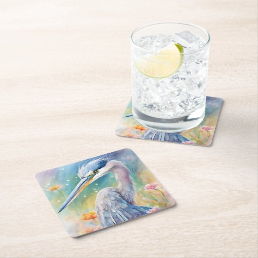 レインボーバーズブルーヘロン2 スクエアペーパーコースター (インサイチュ)