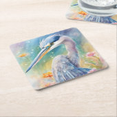 レインボーバーズブルーヘロン2 スクエアペーパーコースター (アングル)