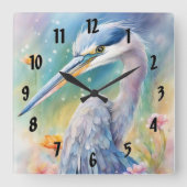 レインボーバーズブルーヘロン2 スクエア壁時計 (正面)