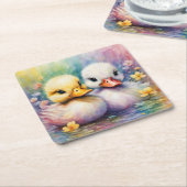 レインボーバードアヒル2 スクエアペーパーコースター (アングル)