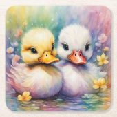 レインボーバードアヒル2 スクエアペーパーコースター (正面)