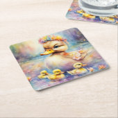 レインボーバードアヒル5 スクエアペーパーコースター (アングル)