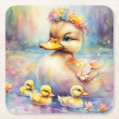 レインボーバードアヒル5 スクエアペーパーコースター (正面)