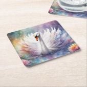 レインボーバードズスワン1 スクエアペーパーコースター (アングル)