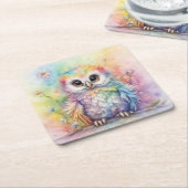 レインボーバードフクロウ2 スクエアペーパーコースター (アングル)