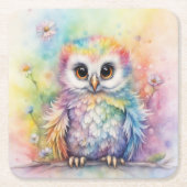 レインボーバードフクロウ2 スクエアペーパーコースター (正面)