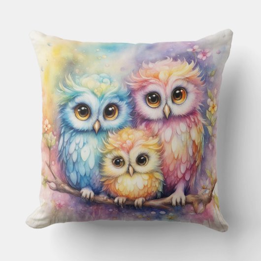 レインボーバードフクロウ5 クッション (正面)