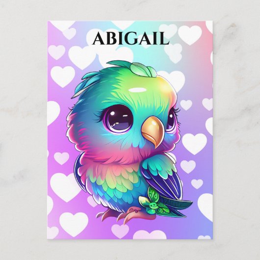 レインボーバード&ハートアポップ・アートのート ポストカード (正面)