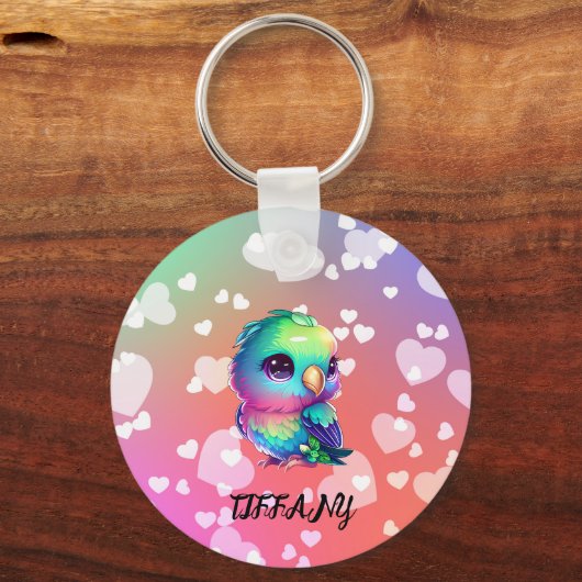 レインボーバード&ハートキーチェーン キーホルダー (正面)