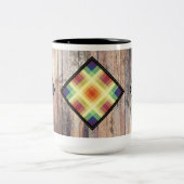 レインボーバーンキルトとバーンドウッド ツートーンマグカップ (中央)