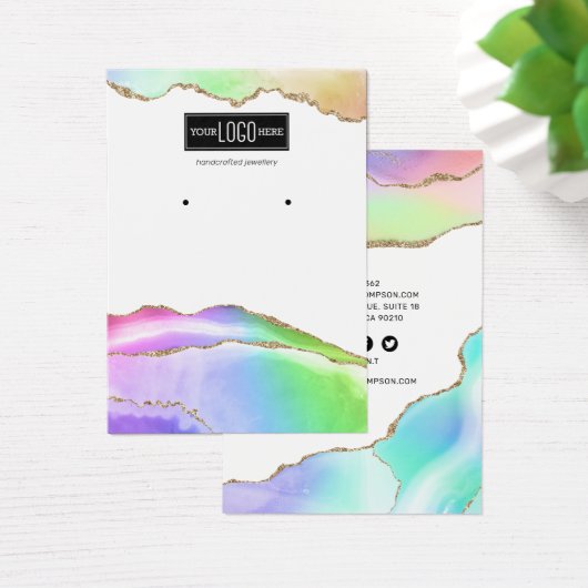 レインボーパステルアゲートイヤリングディスプレイ (デスク)