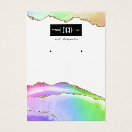 レインボーパステルアゲートイヤリングディスプレイ (正面)