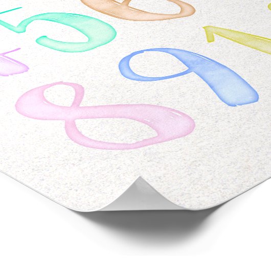 レインボーパステルウォーターカラーナンバーキッズエデュケーション ポスター (角)