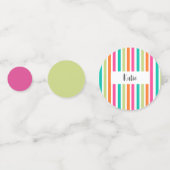 レインボーパステルカラーのレトロな垂直ストライプ色 コンフェッティ (裏面)