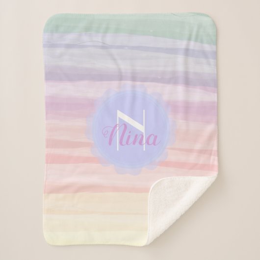 レインボーパステルカラーウォーターカラーブラシストローク シェルパブランケット (正面)