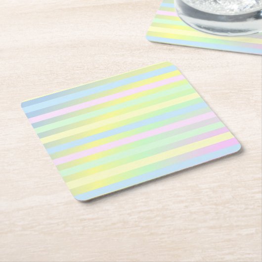 レインボーパステルカラーコースター スクエアペーパーコースター (アングル)