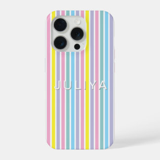 レインボーパステルカラーストライプ iPhone 15 PROケース