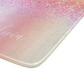 レインボーパステルガーリーグリッターメタルモノグラム名 カッティングボード (角)