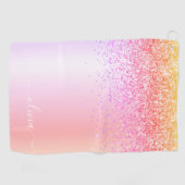 レインボーパステルガーリーグリッターメタルモノグラム名 ゴルフタオル (横)