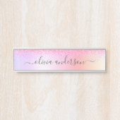 レインボーパステルガーリーグリッターメタルモノグラム名 サインプレート (正面)