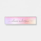 レインボーパステルガーリーグリッターメタルモノグラム名 サインプレート (正面)