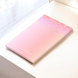 レインボーパステルガーリーグリッターメタルモノグラム名 ポストイット