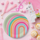 レインボーパステルグリーン ペーパープレート (パーティー)