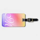 レインボーパステルスクリプモノグラムのトラゲッジタグ ラゲッジタグ (正面横)