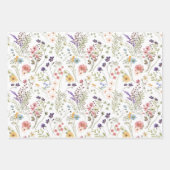 レインボーパステルズウォーターカラーワイルドフラワーメドウ ラッピングペーパーシート (正面3)