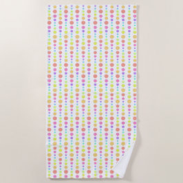 レインボーパステルドットパターン ビーチタオル