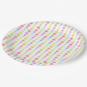レインボーパステルドットパターン ペーパープレート (アングル)