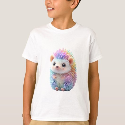 レインボーパステルハリネズミ キッズ Tシャツ (正面)