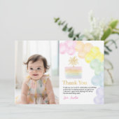 レインボーパステルバルーン誕生日サンキューカード サンキューカード (スタンド正面)