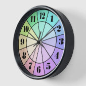 レインボーパステルパイウェッジズ 壁時計 (傾斜)