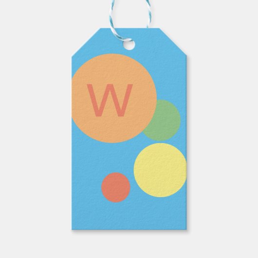 レインボーパステルブライトモダン紙吹雪ミニマル ギフトタグ (正面)