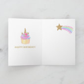 レインボーパステルマジカルユニコーン顔誕生日 カード (内部)