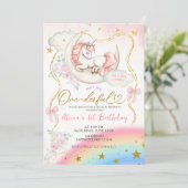 レインボーパステルユニコーンの魔法の誕生日 招待状 (スタンド正面)