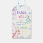 レインボーパステルユニコーンパーティーサンキューメッセージカード ギフトタグ (正面)